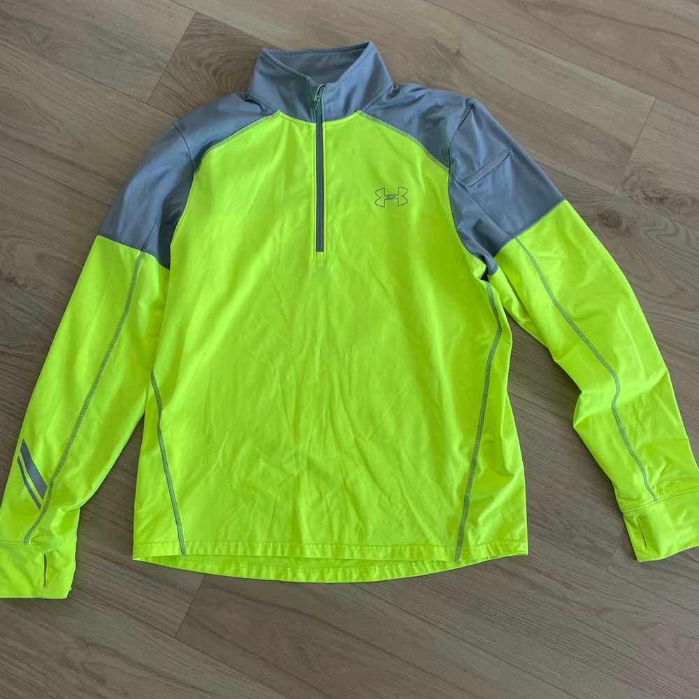 Under Armour Mens Neon Green and Gray Quarter Zip